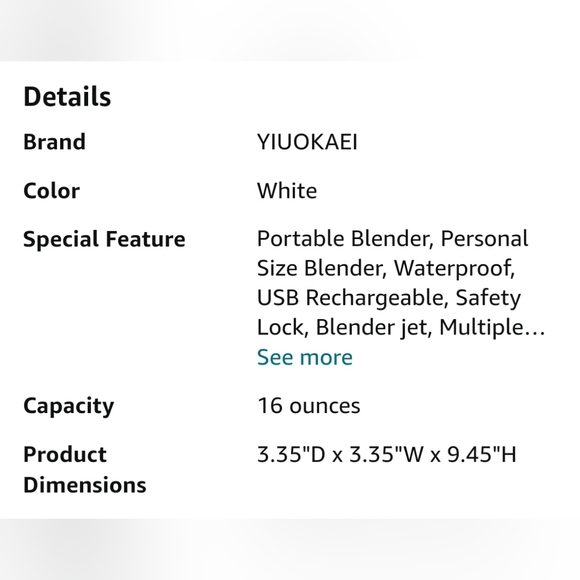 Portable Blender Personal Juicer USB Rechargeable 4000mAh Large Battery 6 Blades - Picture 6 of 6